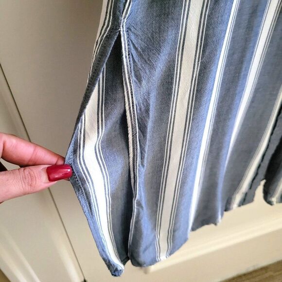 Express Womens Top Blue M Shirt Dress Striped Boyfriend Button Up Long Sleeve - Picture 6 of 7